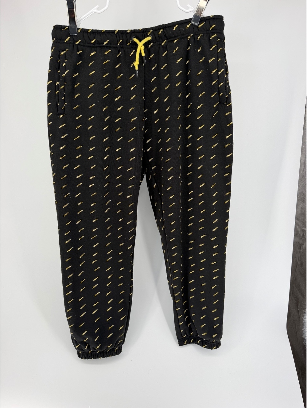 WeSC Black and Yellow Logo Jogger Sweatpants XXL